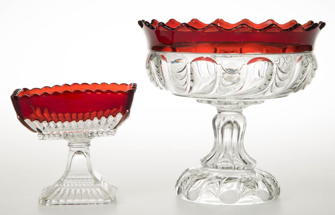 ASSORTED EAPG - RUBY-STAINED OPEN COMPOTES, LOT OF TWO (1 of 1)