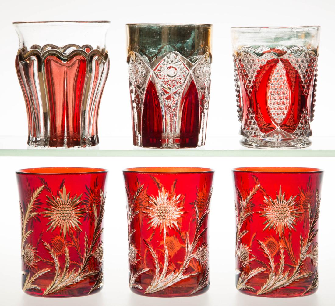 ASSORTED EAPG - RUBY-STAINED TUMBLERS, LOT OF SEVEN (1 of 1)