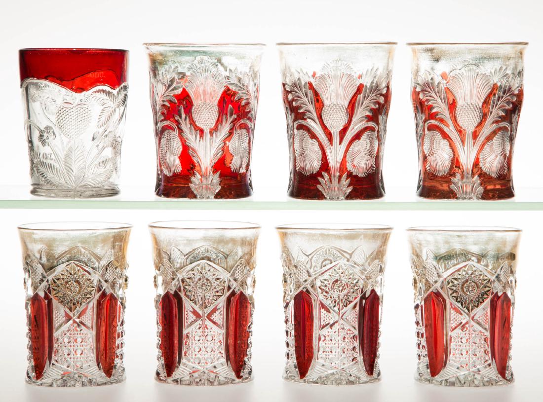 ASSORTED EAPG - RUBY-STAINED TUMBLERS, LOT OF EIGHT (1 of 1)