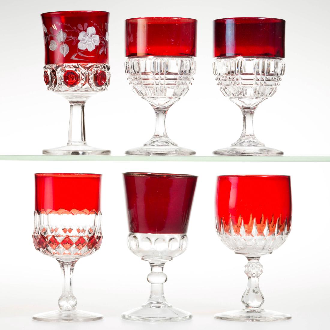 ASSORTED EAPG - RUBY-STAINED GOBLETS, LOT OF SIX (1 of 1)
