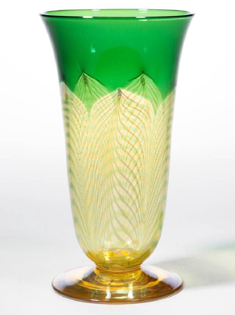 DURAND ATTRIBUTED PEACOCK FEATHER ICED TEA GLASS (1 of 1)