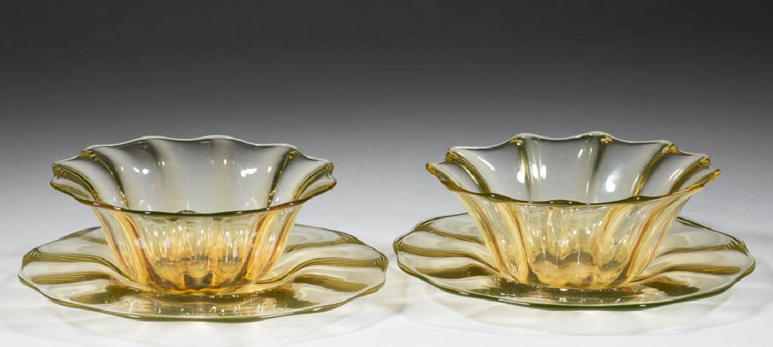DURAND ATTRIBUTED RIBBED-OPTIC ART GLASS FINGER BOWLS (1 of 1)