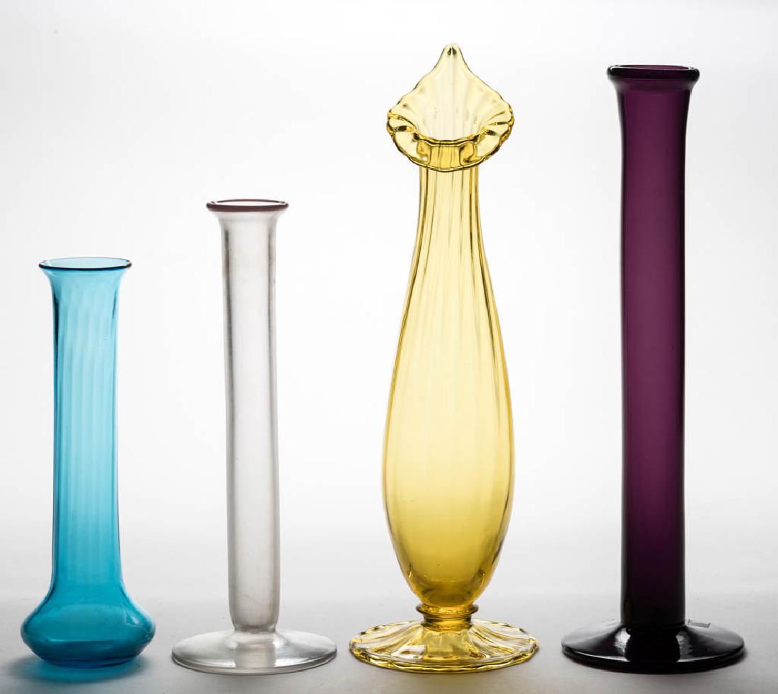 STEUBEN ART GLASS STICK VASES, LOT OF FOUR (1 of 1)