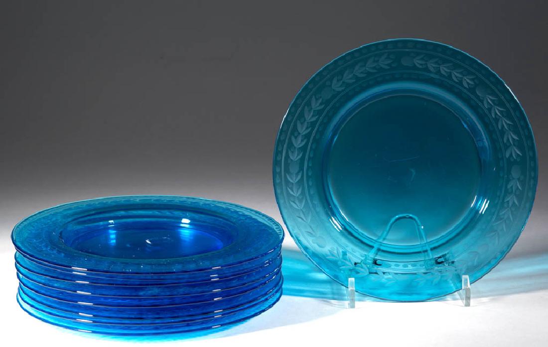 STEUBEN ART GLASS - ENGRAVED PLATES, LOT OF NINE (1 of 1)