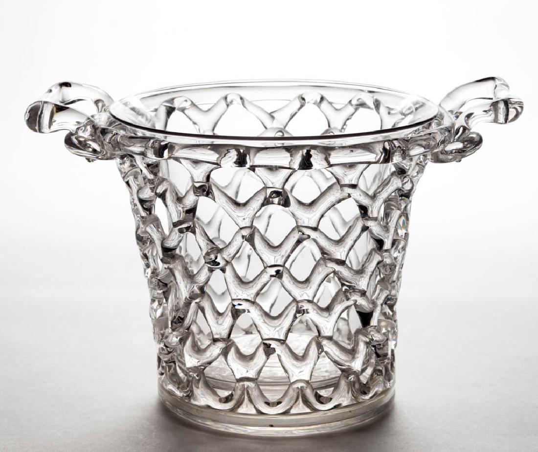 STEUBEN LATTICED ART GLASS BASKET (1 of 1)
