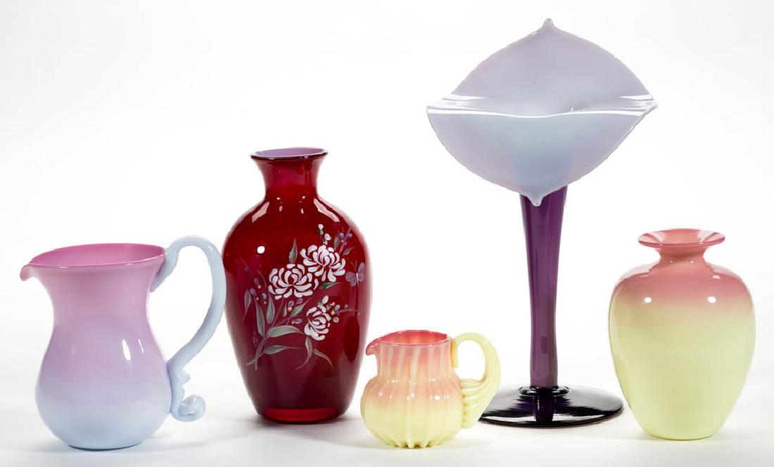 ASSORTED ART GLASS ARTICLES, LOT OF FIVE (1 of 1)