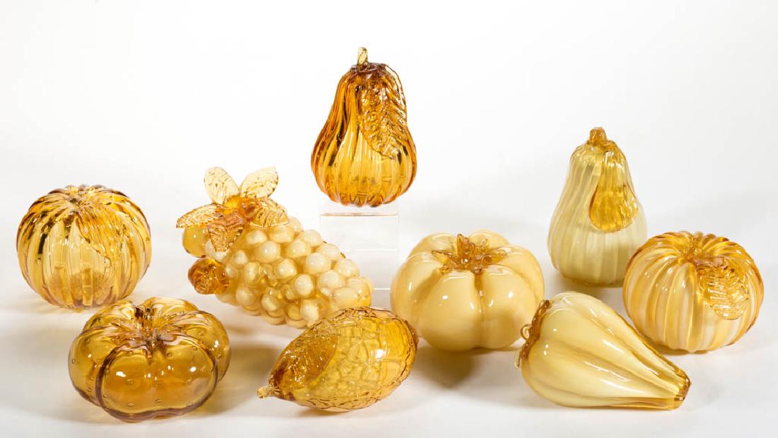 ASSORTED MURANO ART GLASS FRUITS, LOT OF NINE (1 of 1)