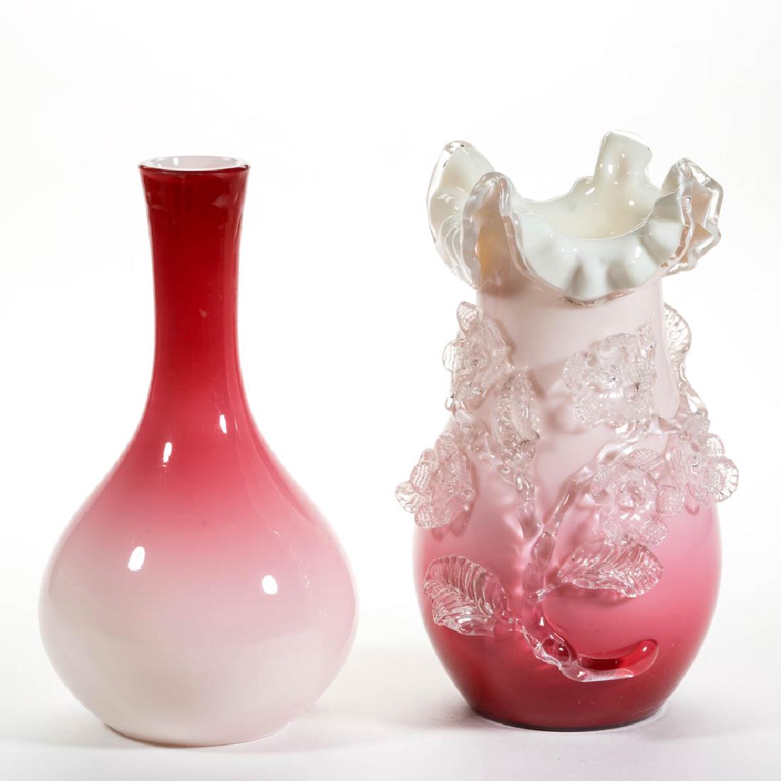ASSORTED PEACHBLOW-TYPE GLASS VASES, LOT OF TWO (1 of 1)
