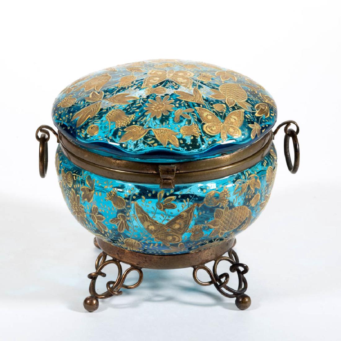 VICTORIAN ENAMEL DECORATED COVERED BOX (1 of 1)