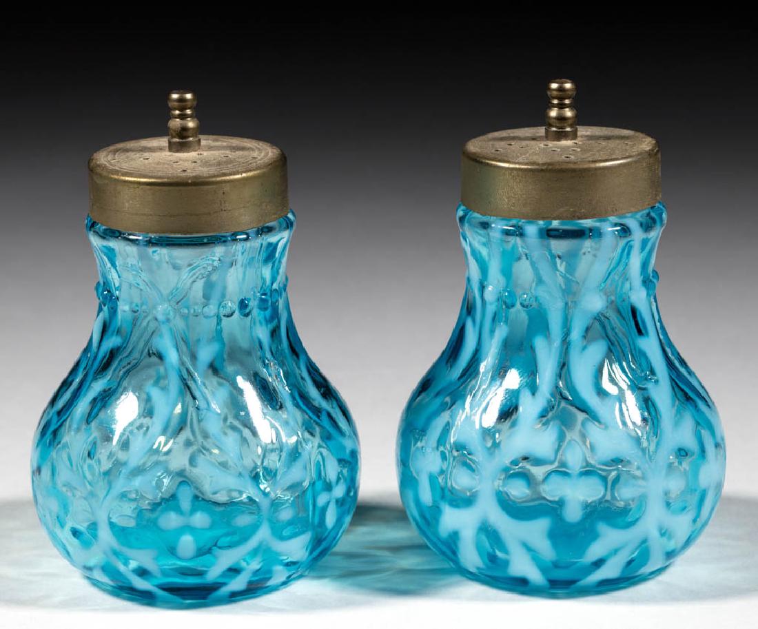 OPALINE BROCADE / SPANISH LACE SALT AND PEPPER SHAKER (1 of 1)