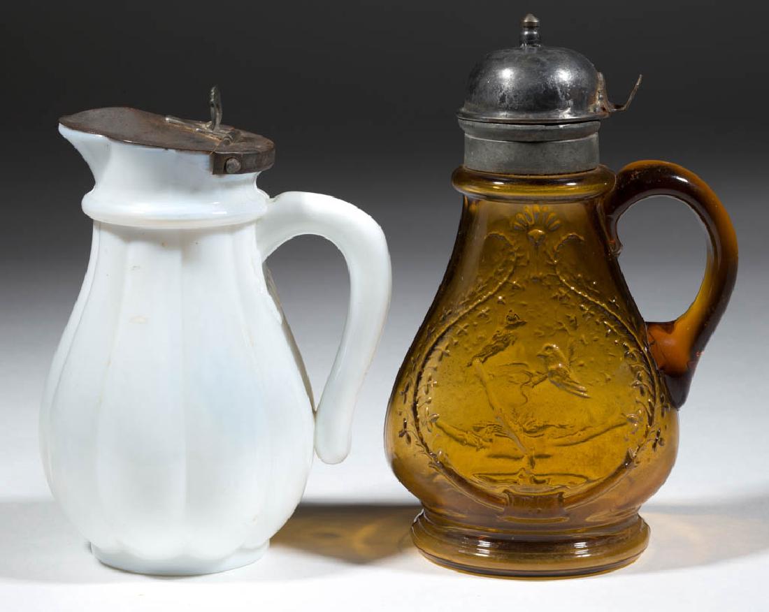 ASSORTED PRESSED GLASS SYRUP PITCHERS, LOT OF TWO (1 of 1)