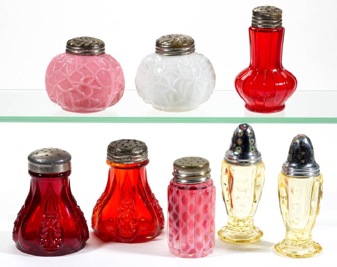 ASSORTED PRESSED GLASS SALT AND PEPPER SHAKERS, LOT OF (1 of 1)