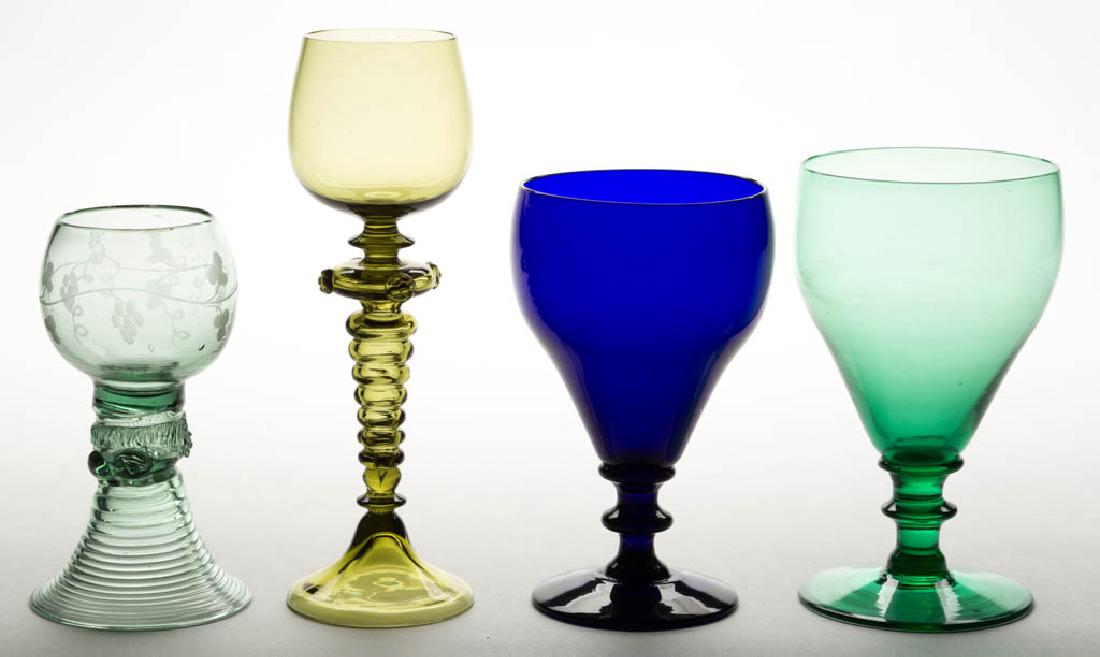 ASSORTED FREE-BLOWN DRINKING VESSELS, LOT OF FOUR (1 of 1)