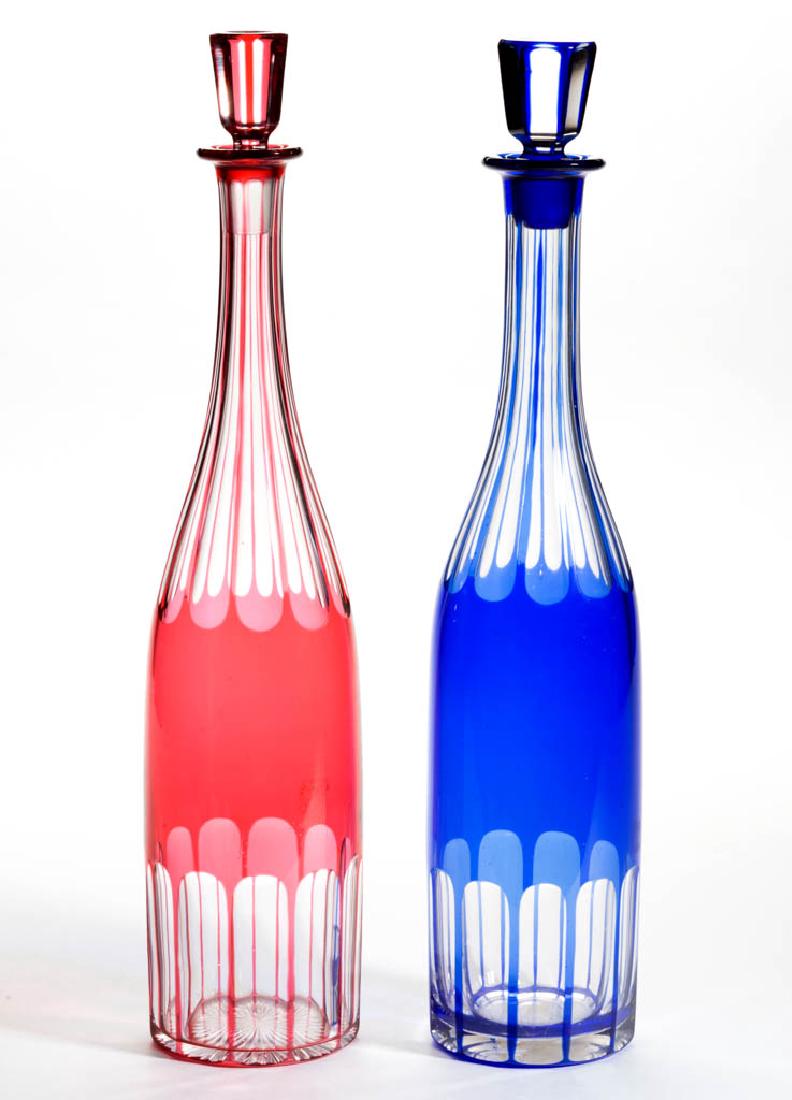 CUT OVERLAY DECANTERS, LOT OF TWO (1 of 1)