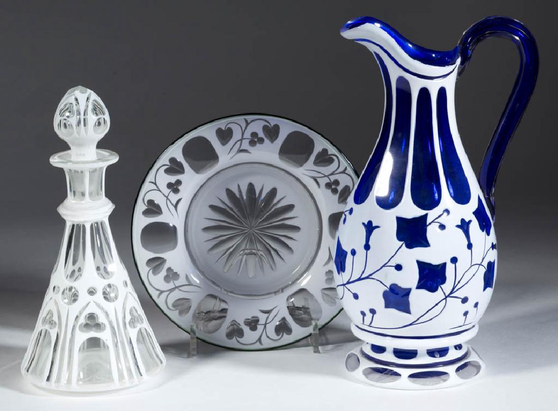 ASSORTED BOHEMIAN CUT OVERLAY GLASS ARTICLES, LOT OF (1 of 1)