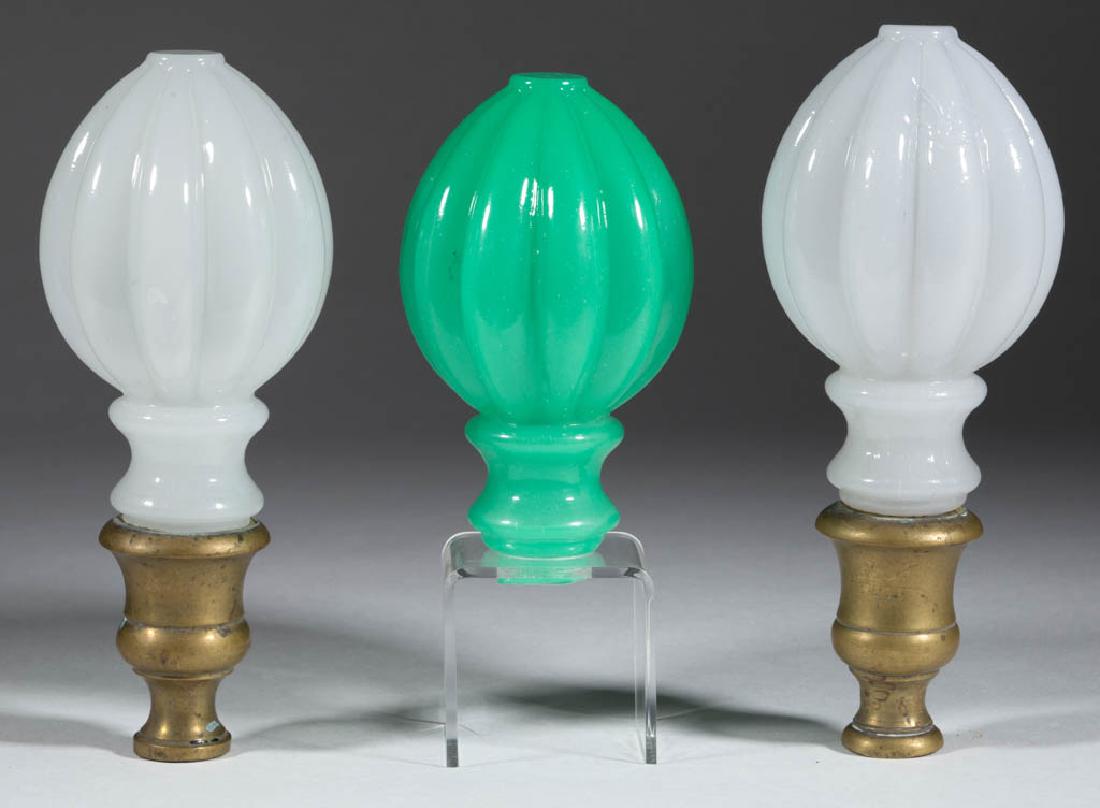 BLOWN-MOLDED MELON RIB FINIALS, LOT OF THREE (1 of 1)