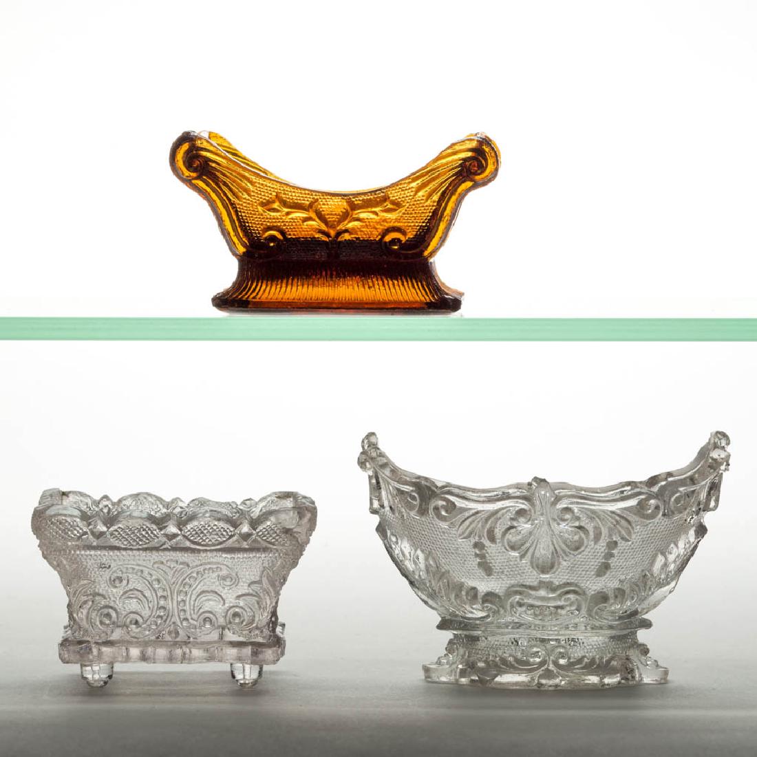 ASSORTED LACY PRESSED OPEN SALTS, LOT OF THREE (1 of 1)