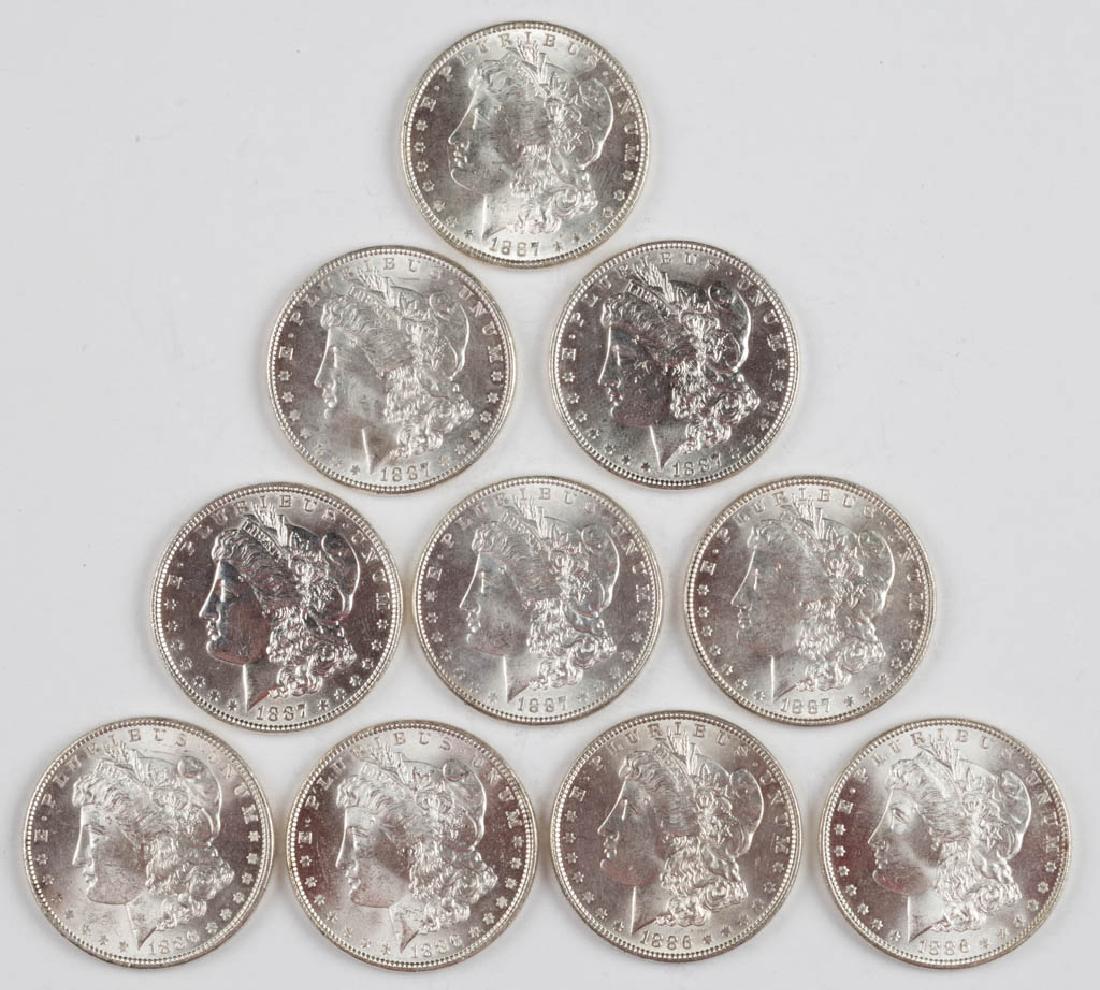 UNITED STATES SILVER 1887 MORGAN DOLLAR COINS, LOT OF (1 of 2)