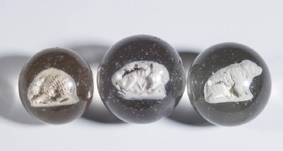 ASSORTED ANIMAL-FIGURE SULPHIDE MARBLES, LOT OF THREE (1 of 1)