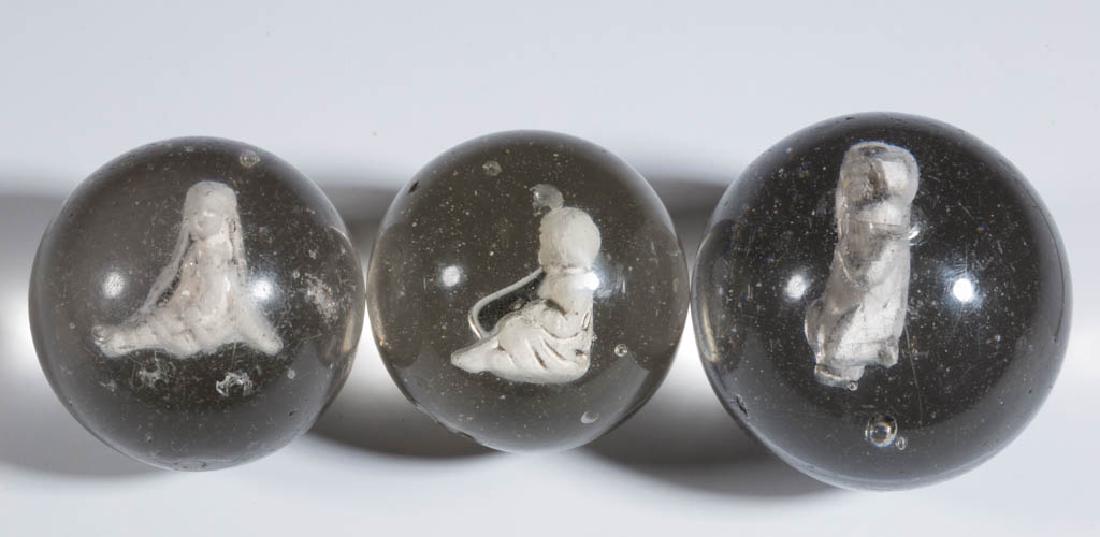 ASSORTED HUMAN-FIGURE LARGE SULPHIDE MARBLES, LOT OF (1 of 1)