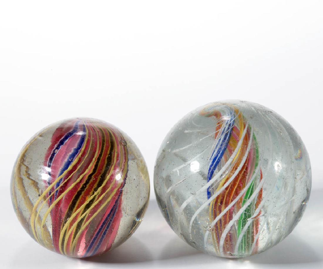 ANTIQUE TRANSPARENT SWIRL LARGE MARBLES, LOT OF TWO (1 of 1)