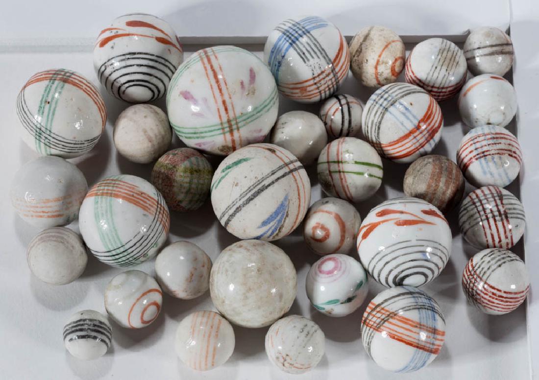 HANDPAINTED CHINA MARBLES, LOT OF 32