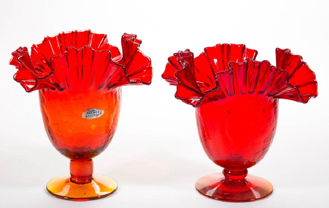 BLENKO NO. 487 GLASS - WINSLOW ANDERSON PAIR OF VASES (1 of 1)