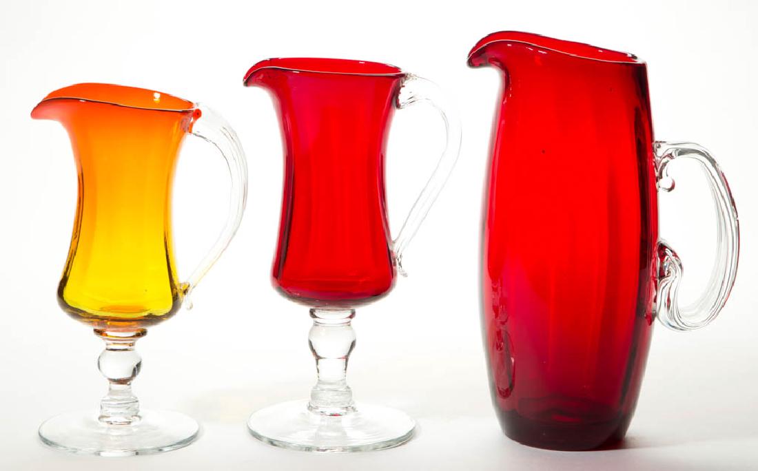 BLENKO RUBY GLASS DRINKING ARTICLES, LOT OF THREE (1 of 1)