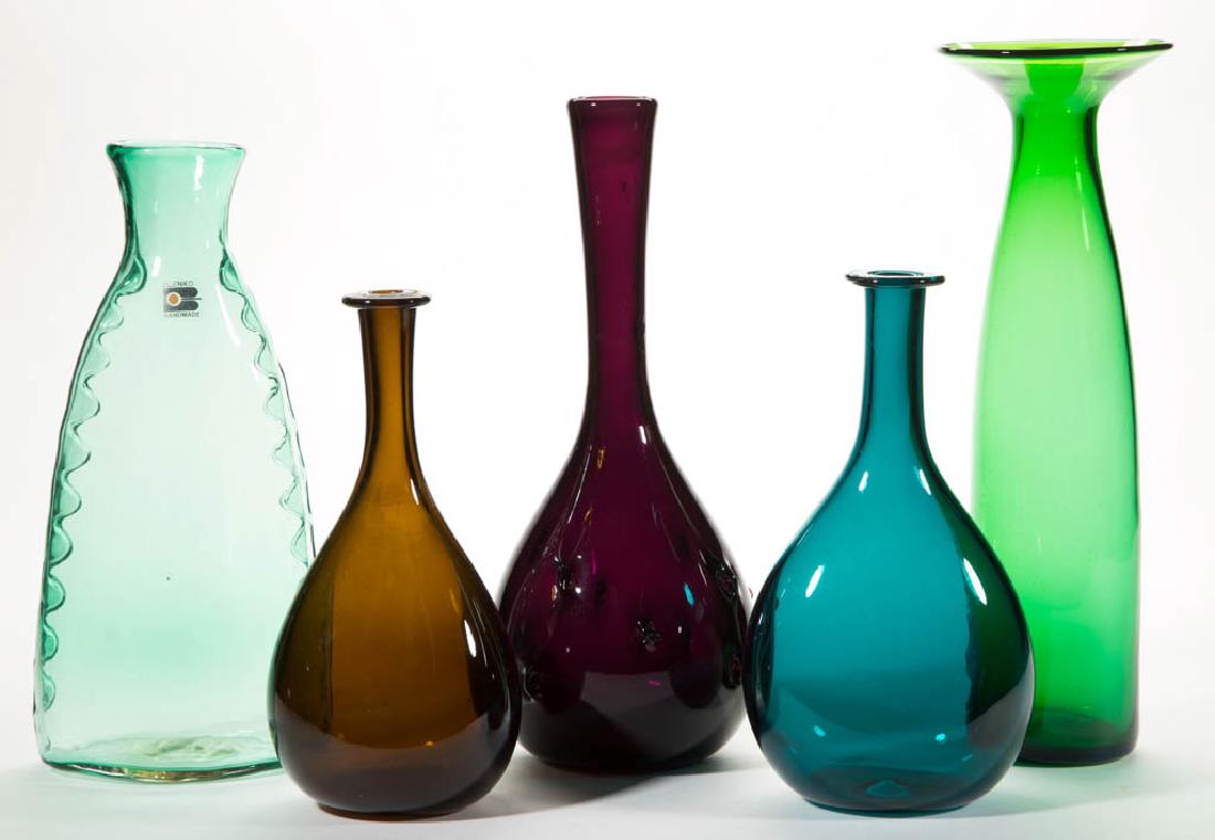 BLENKO GLASS BOTTLE / BUD VASES, LOT OF FIVE (1 of 1)
