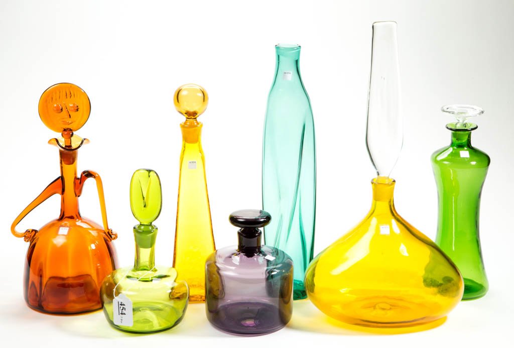 BLENKO GLASS DECANTERS, LOT OF SEVEN (1 of 1)