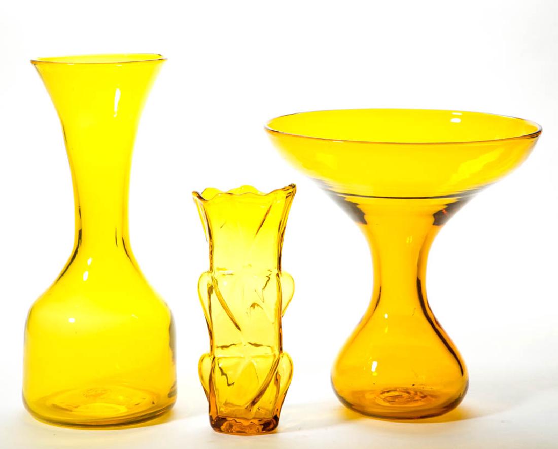 BLENKO JONQUIL GLASS VASES, LOT OF THREE (1 of 1)