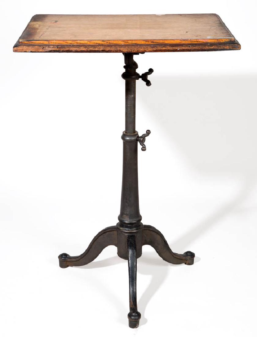 AMERICAN OAK AND CAST-IRON DRAFTING TABLE (1 of 1)