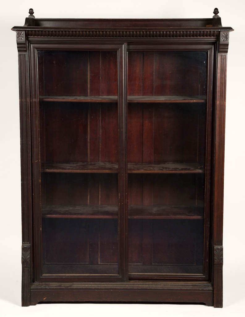 AMERICAN VICTORIAN CARVED CHERRY BOOKCASE (1 of 3)