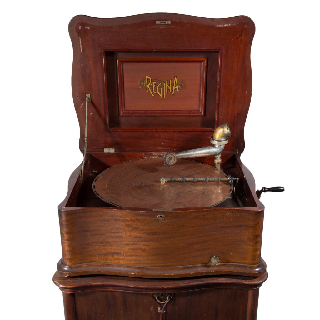 RARE REGINA MAHOGANY CASE DUAL PLAYER CONSOLE MUSIC BOX (1 of 3)