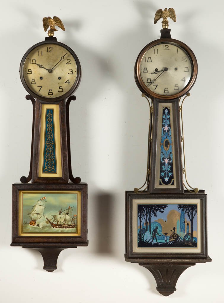 NEW HAVEN CLOCK CO. BANJO CLOCKS, LOT OF TWO