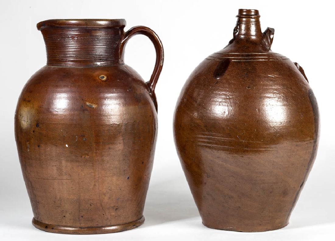 ENGLISH BROWN STONEWARE ARTICLES, LOT OF TWO (1 of 2)