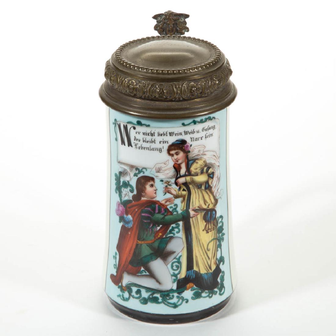 GERMAN MILK GLASS LITHOPHANE BEER STEIN (1 of 3)