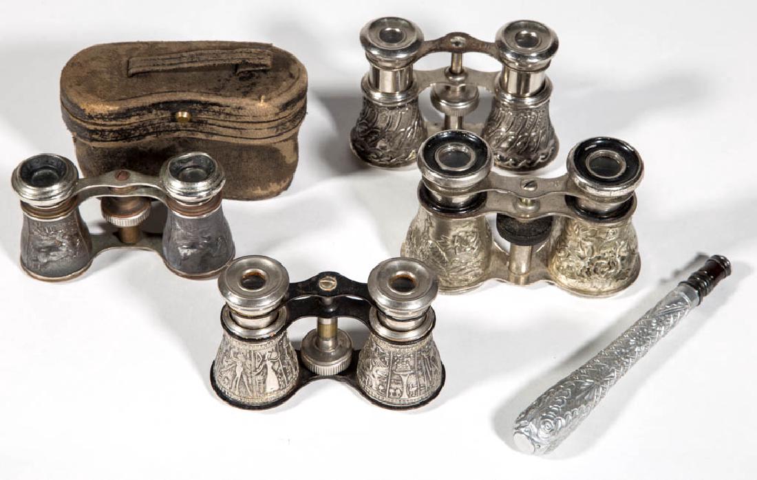 ASSORTED ALUMINUM AND METAL OPERA GLASSES, LOT OF FOUR (1 of 1)