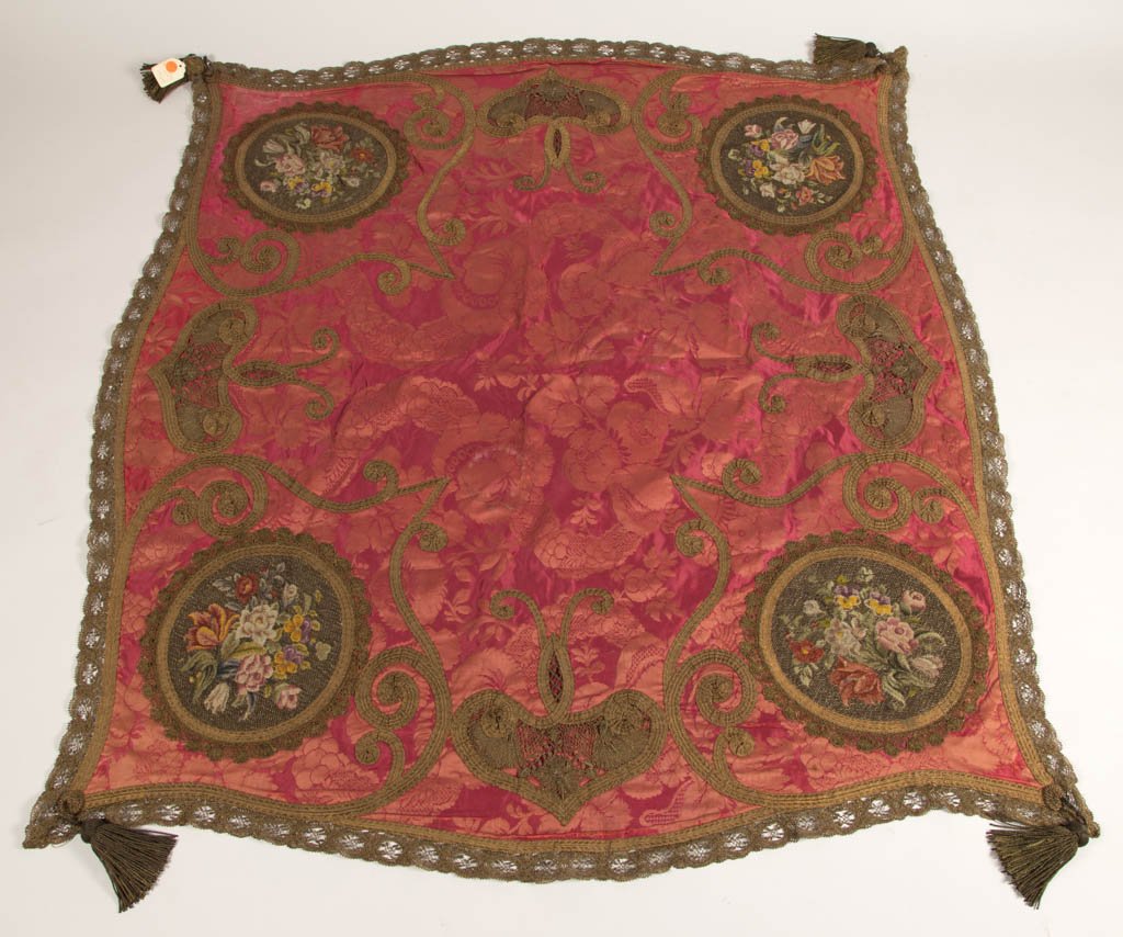 VICTORIAN SILK EMBROIDERED TABLE COVER / THROW (1 of 3)