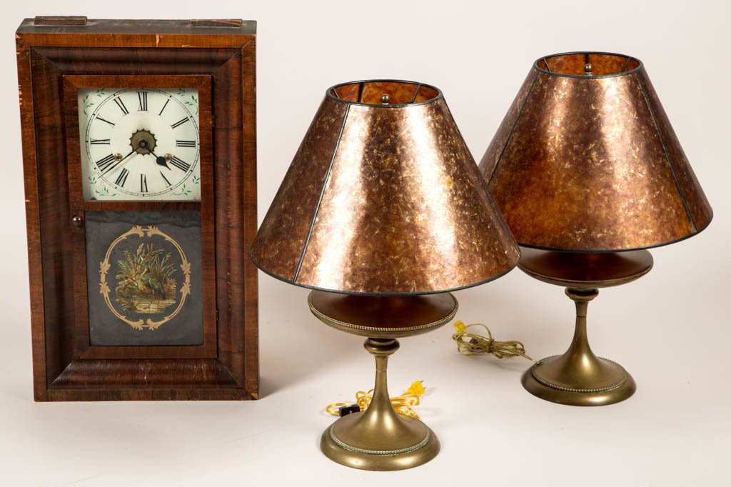ASSORTED DECORATIVE CLOCK AND LAMPS, LOT OF THREE (1 of 1)