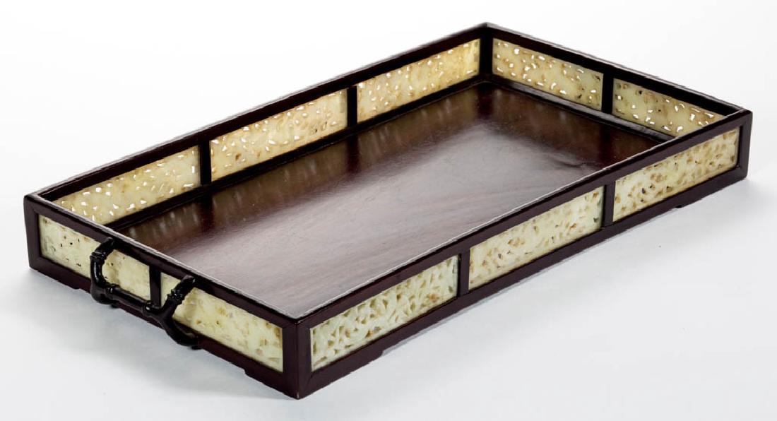 ASIAN MAHOGANY AND JADE TRAY (1 of 4)