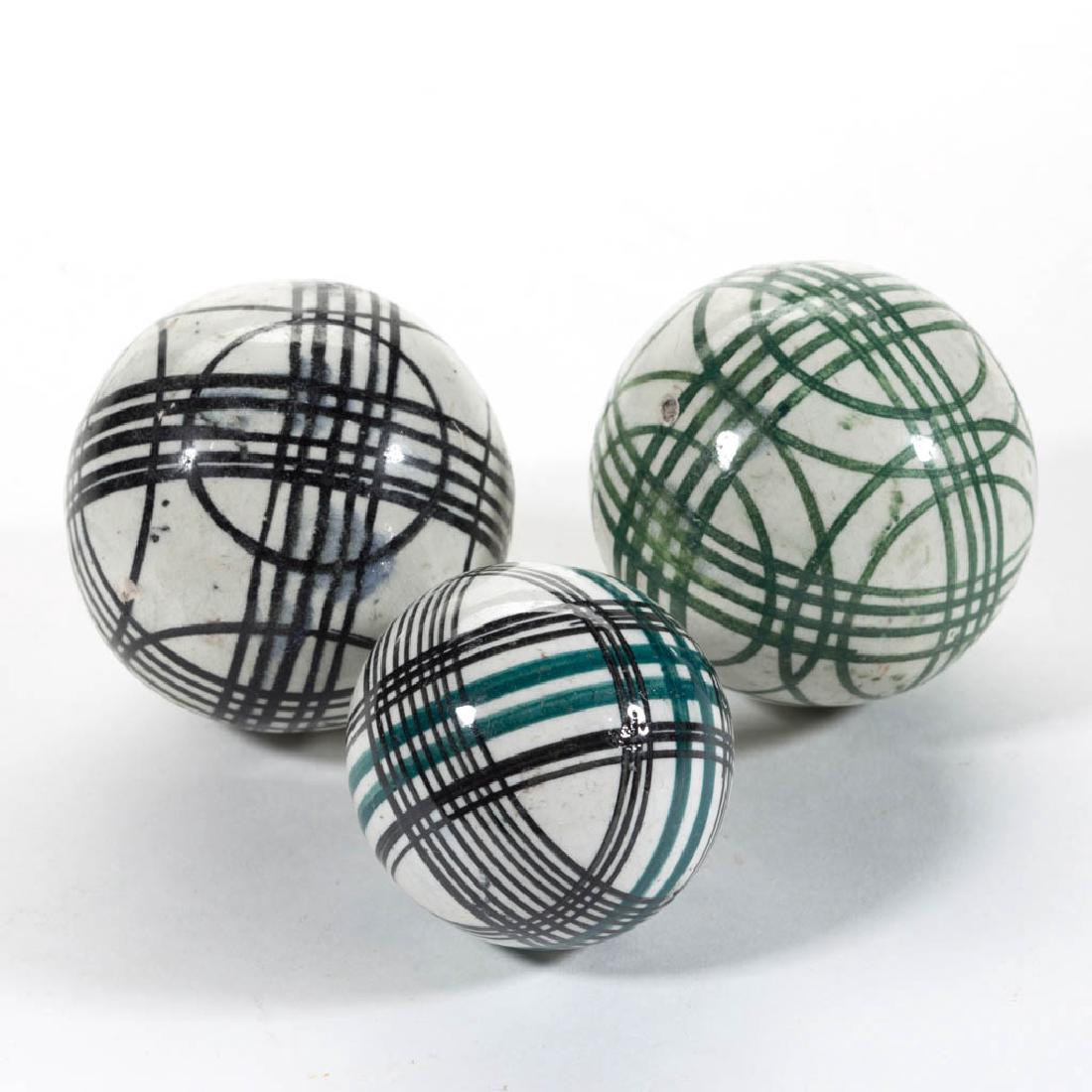 ENGLISH DECORATED CERAMIC CARPET BALLS, LOT OF THREE (1 of 1)