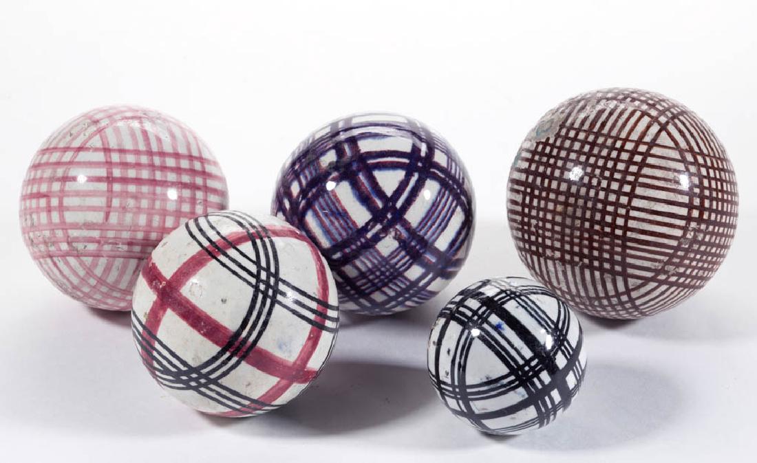 ENGLISH DECORATED CERAMIC CARPET BALLS, LOT OF FIVE (1 of 1)