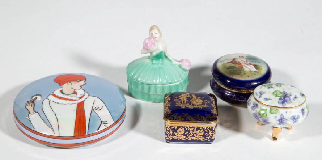 ASSORTED CERAMIC COVERED CONTAINERS, LOT OF FIVE (1 of 1)