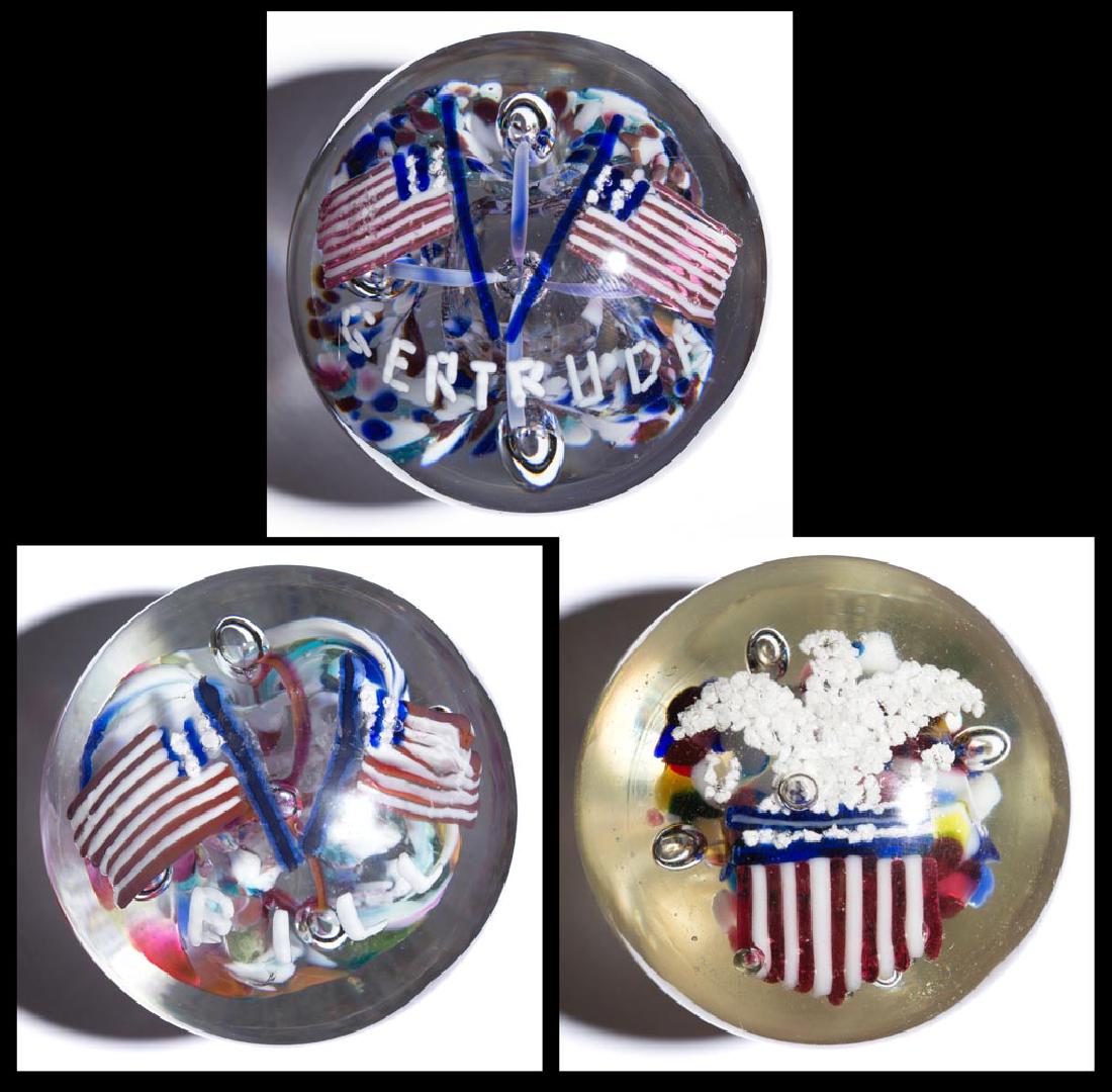 ASSORTED PATRIOTIC FRIT PAPERWEIGHTS, LOT OF THREE (1 of 4)