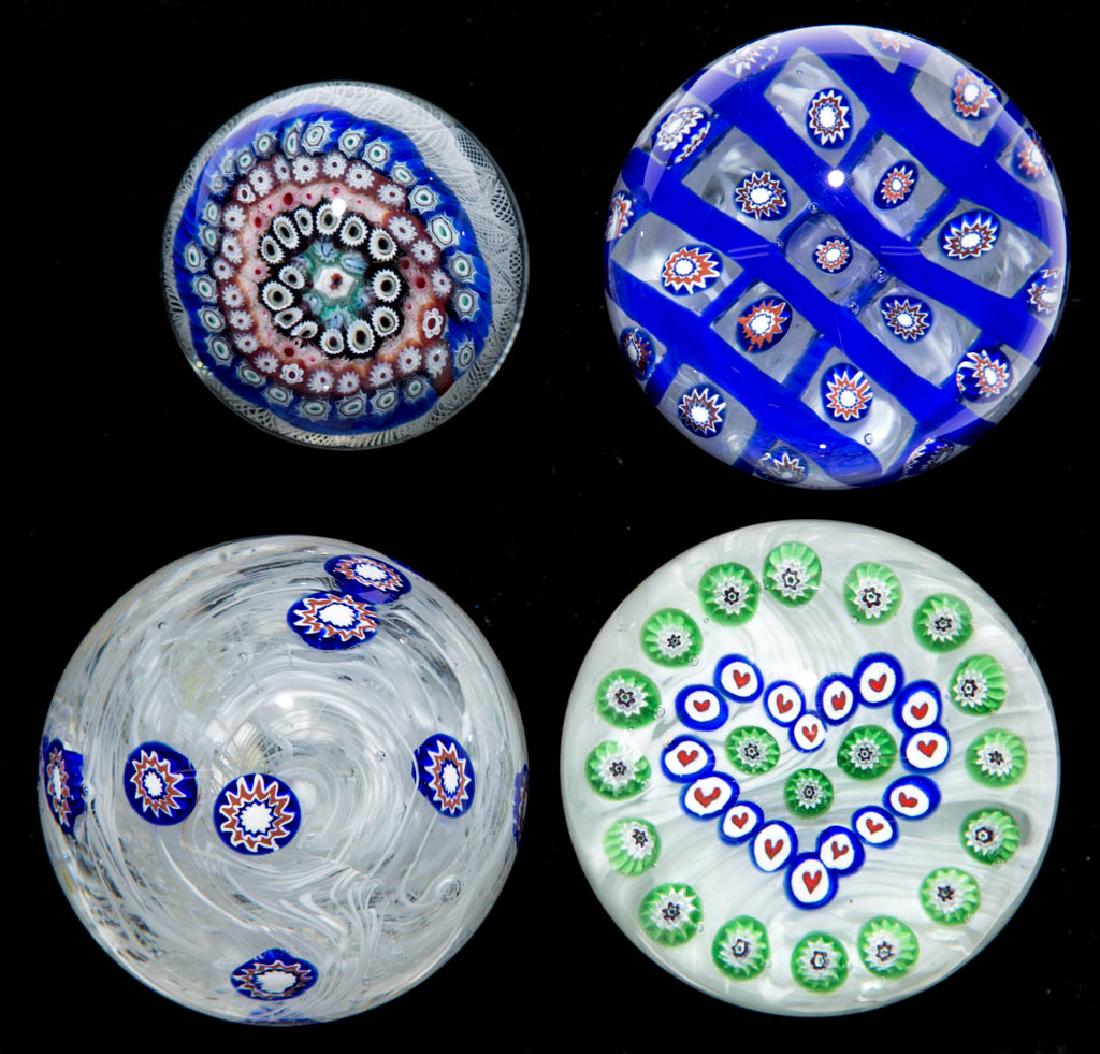 ASSORTED MILLEFIORI PAPERWEIGHTS, LOT OF FOUR (1 of 1)
