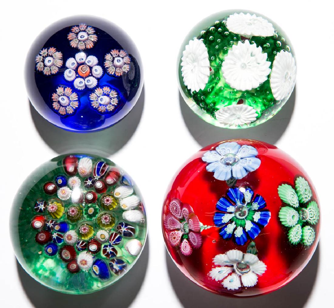 ASSORTED MILLEFIORI PAPERWEIGHTS, LOT OF FOUR (1 of 1)