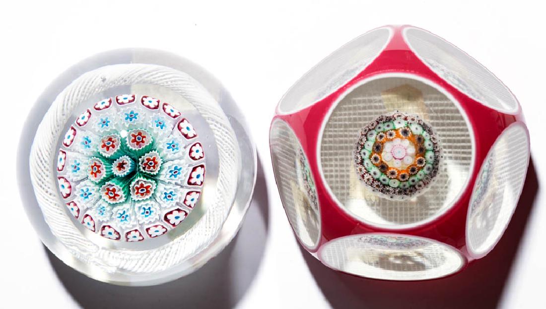 ASSORTED MUSHROOM MILLEFIORI PAPERWEIGHTS, LOT OF TWO (1 of 2)