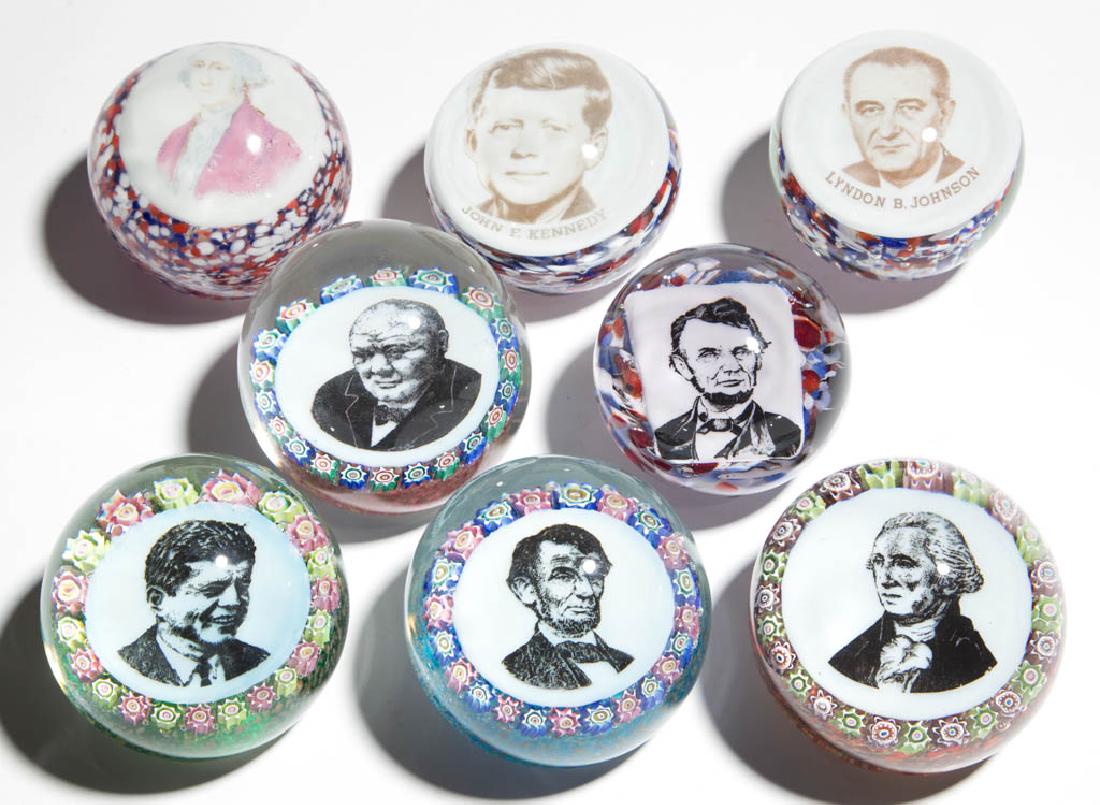 ASSORTED PRESIDENTIAL FRIT AND MILLEFIORI PAPERWEIGHTS, (1 of 1)