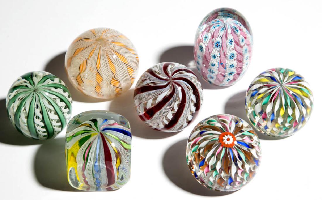 ASSORTED ITALIAN CROWN PAPERWEIGHTS, LOT OF SEVEN (1 of 1)